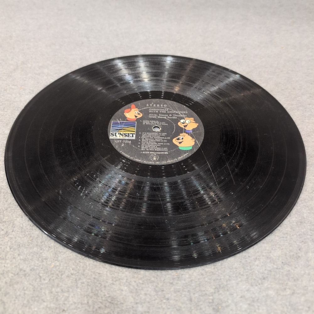 Christmas With The Chipmunks Vinyl LP Sunset LST-7256 Alvin Simon Theodore - Picture 4 of 4
